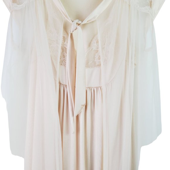 Vintage JC Penney 2 Pc Robe & Night Gown Silky Nylon Honeymoon Bridal Set, Sz M - Picture 5 of 10